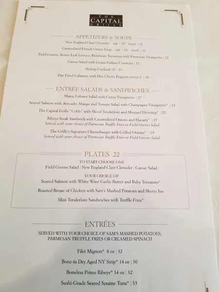 menu 0 of The Capital Grille