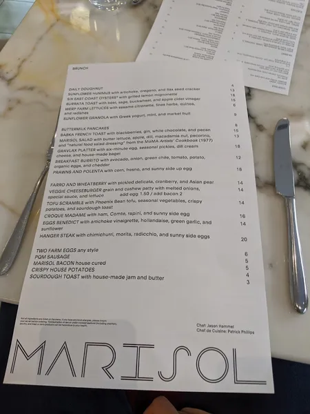 menu 0 of Marisol Restaurant and Bar