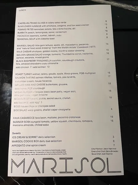 menu 1 of Marisol Restaurant and Bar