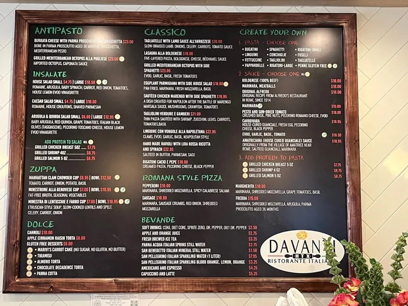 menu 0 of Davanti Ristorante