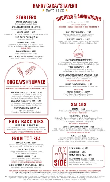 menu 0 of Harry Caray's Tavern, Navy Pier