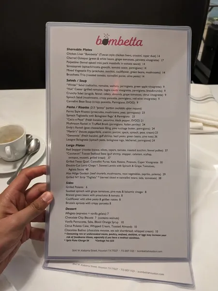 menu 0 of Bombetta