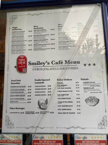 menu 1 of Smiley's Café