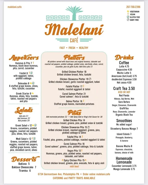 menu 0 of Malelani Cafe