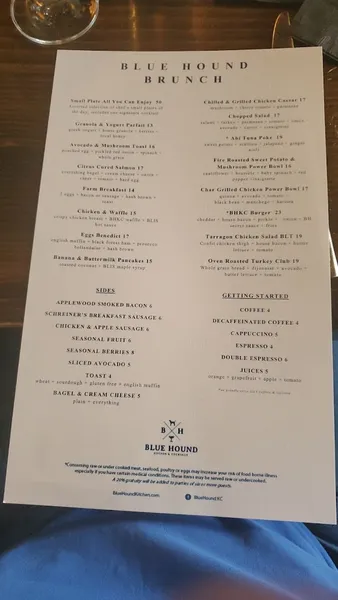 menu 1 of Blue Hound Kitchen & Cocktails