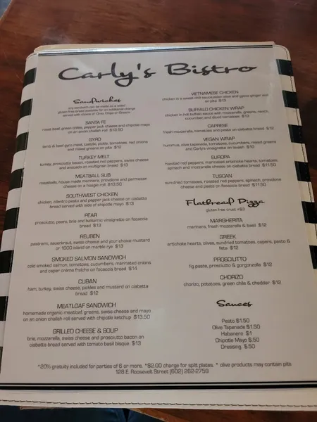 menu 0 of Carly's Bistro