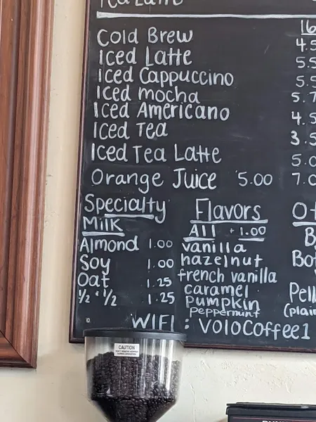 menu 2 of Volo Coffeehouse