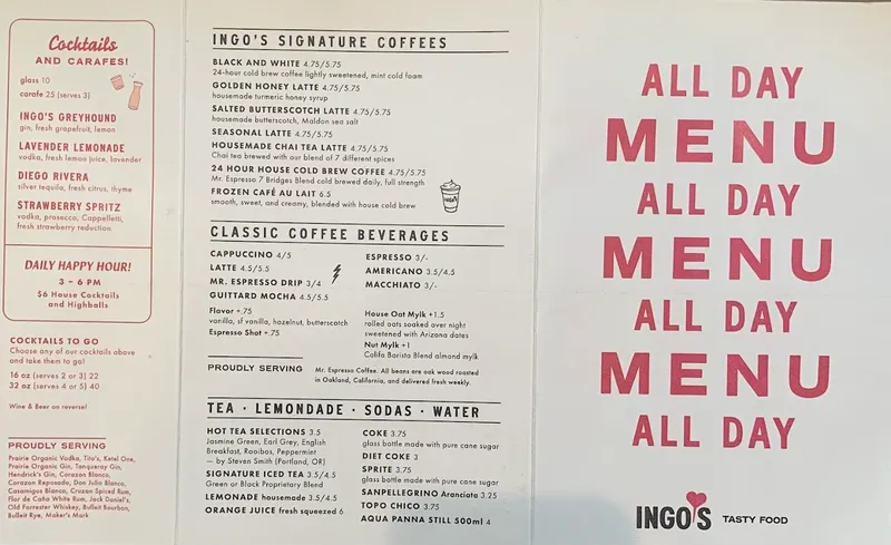 menu 2 of Ingo’s Tasty Food