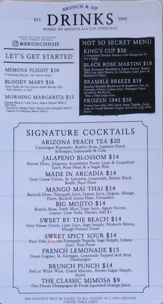 menu 1 of Brunch & Sip