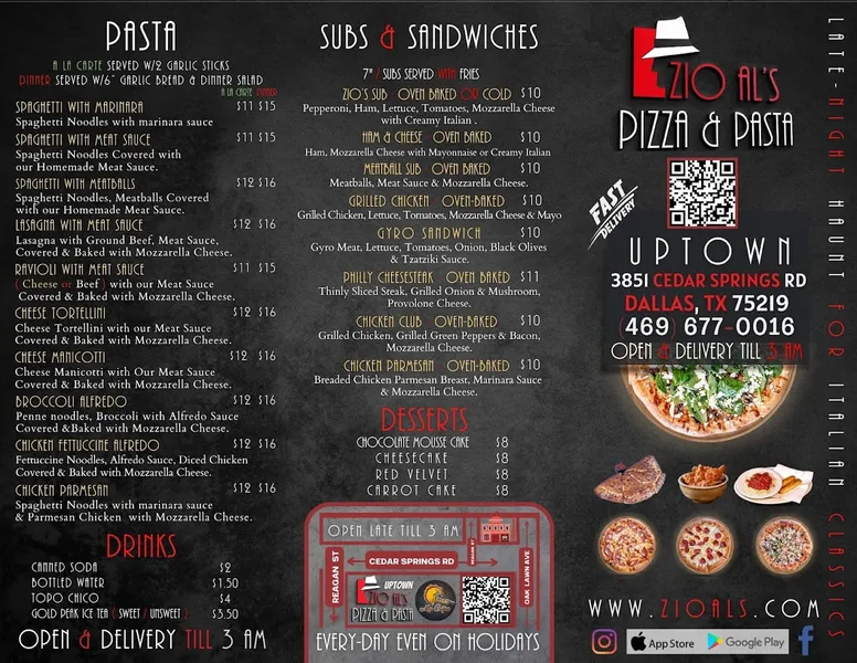 menu 0 of Zio Al's Pizza & Pasta (zioals)