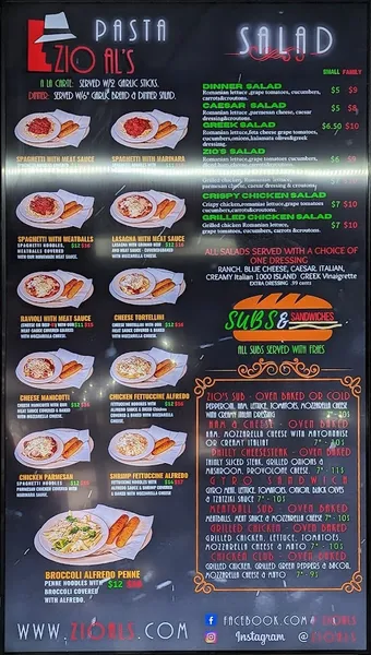 menu 2 of Zio Al's Pizza & Pasta (zioals)