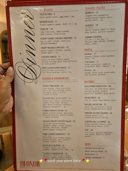 menu 2 of Blondie