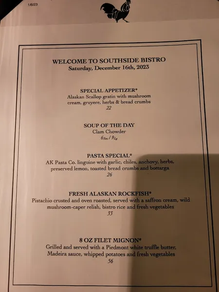 menu 0 of Southside Bistro