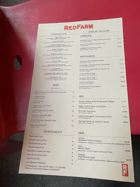 menu 2 of RedFarm