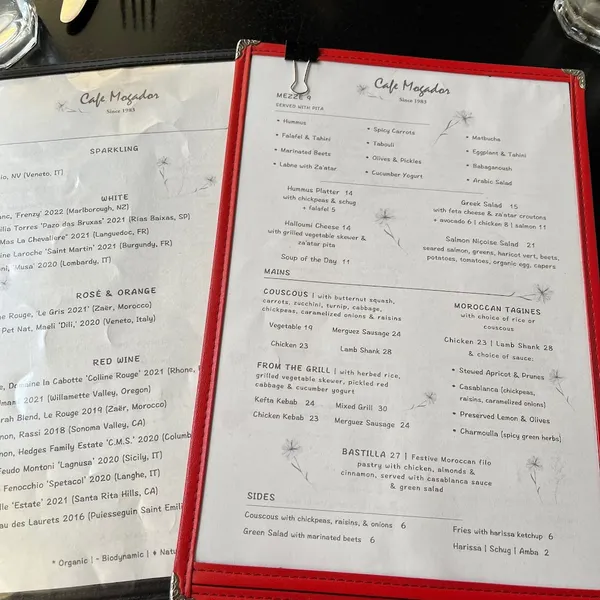 menu 0 of Cafe Mogador