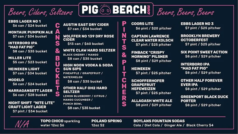 menu 0 of Pig Beach BBQ Queens