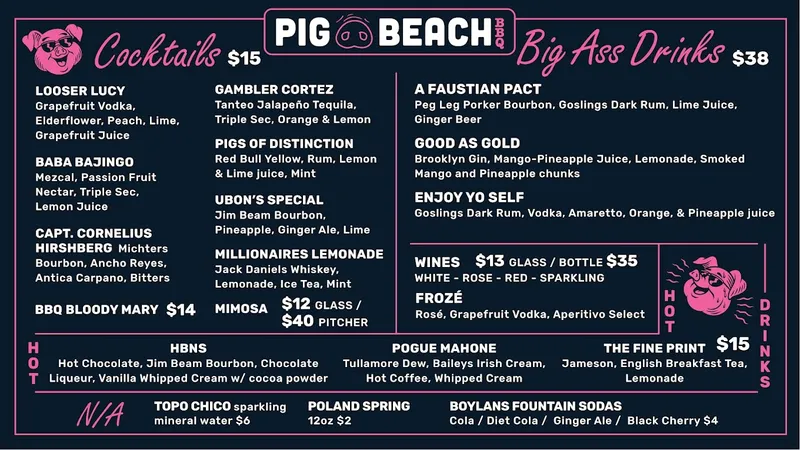 menu 2 of Pig Beach BBQ Queens