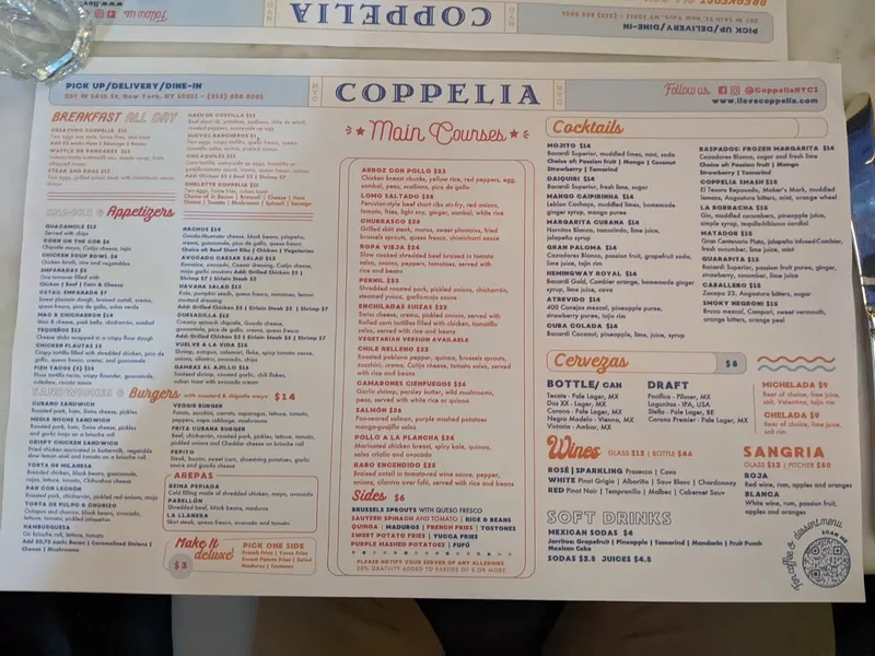 menu 1 of Coppelia