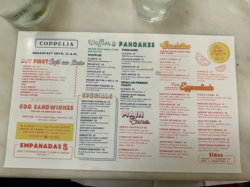 menu 2 of Coppelia