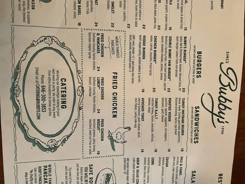 menu 2 of Bubby's