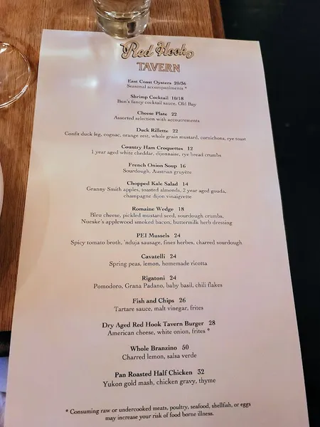 menu 1 of Red Hook Tavern