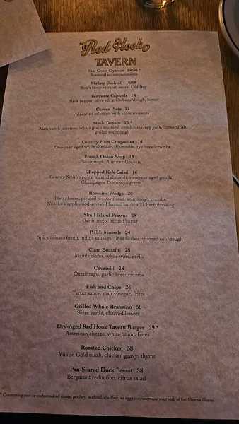 menu 2 of Red Hook Tavern