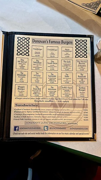 menu 0 of Donovan's Pub