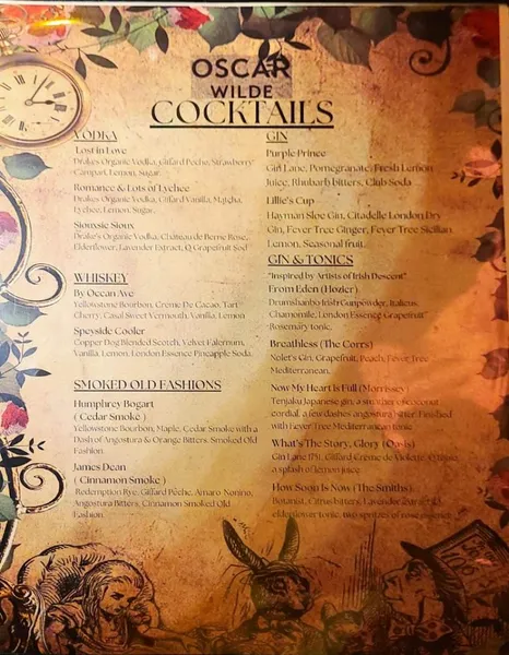 menu 2 of Oscar Wilde