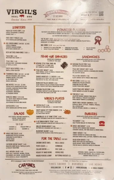 menu 0 of Virgil's Real BBQ - Times Square