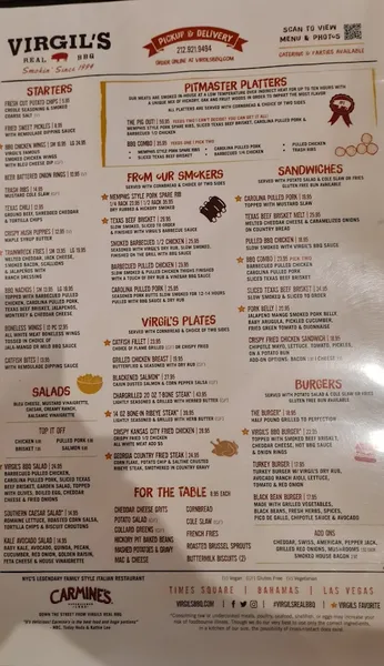 menu 2 of Virgil's Real BBQ - Times Square