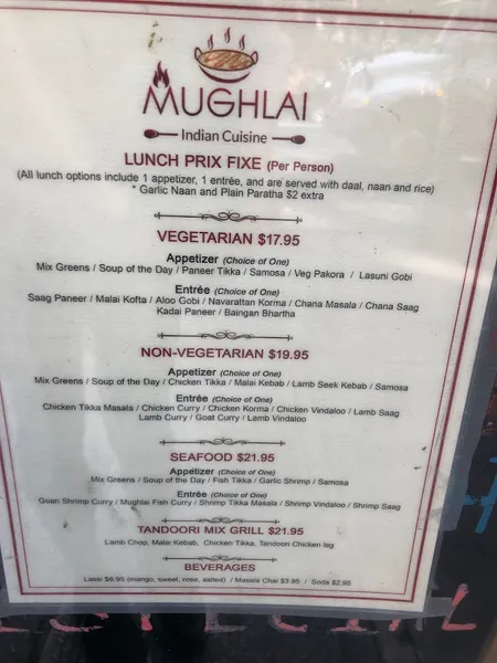 menu 0 of Mughlai Indian Cuisine