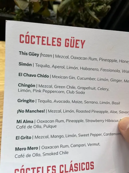 menu 1 of Tacos Güey