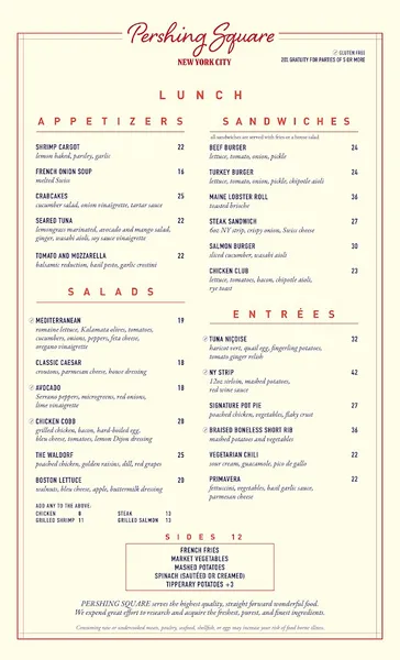 menu 2 of Pershing Square