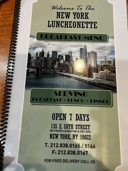 menu 2 of New York Luncheonette