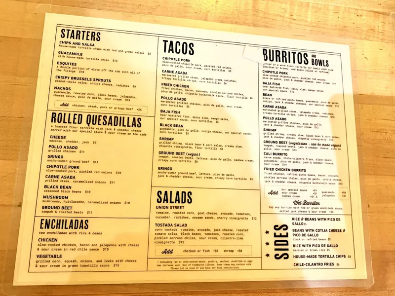 menu 0 of Calexico