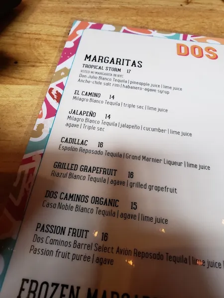 menu 1 of Dos Caminos