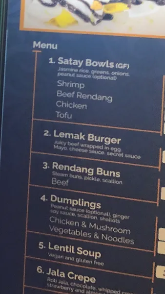 menu of Lemak Kitchen