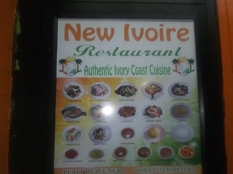 menu of New Ivoire