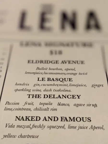 menu of Lena L.E.S