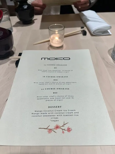 menu of Moko