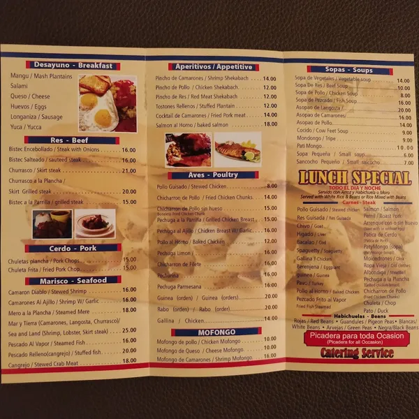 menu of Burgos