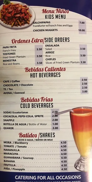 menu of La Caleta