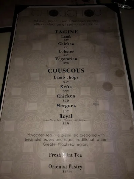 menu of ChouChou