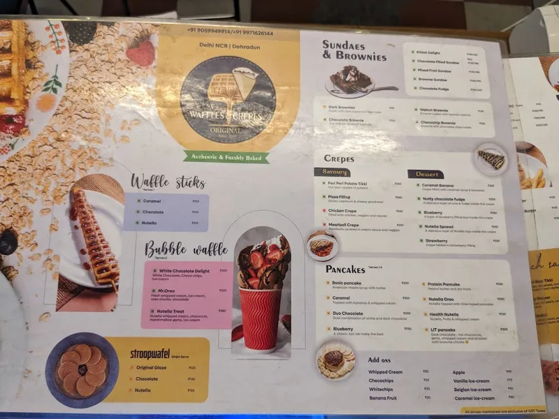 Menu Waffles & Crepes - Cafe