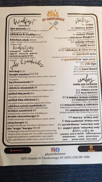 menu of KP SMOKEHOUSE