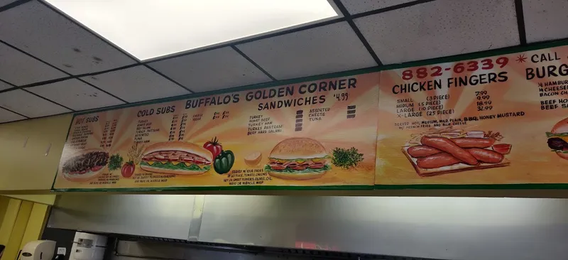 menu of Buffalo's Golden Corner