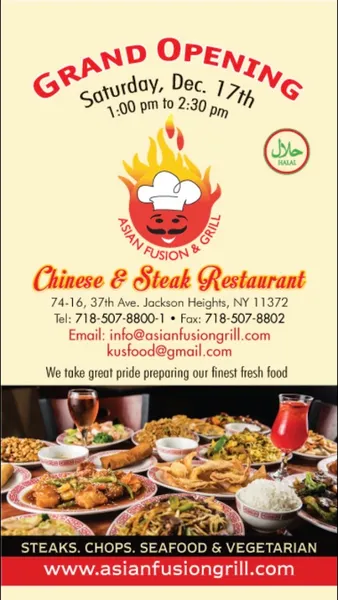 menu of Asian Fusion & Grill