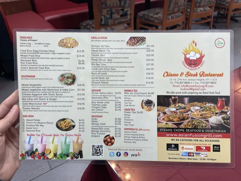 menu of Asian Fusion & Grill