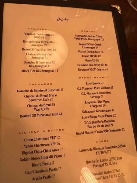 menu of Café Chelsea