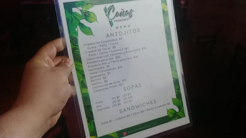 menu of Cañas Restaurant and Bar